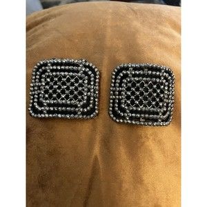 Antique Holfast French Steel Cut Art Deco Shoe Clips Pewter Silver Color 1920s